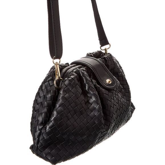 Isabella Rossetti Nora Hand-Woven Leather Clutch, Black